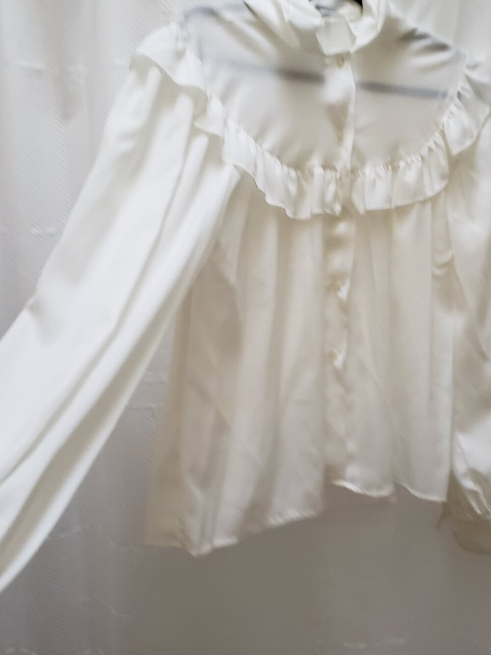 Vintage Frill  Button up Blouse White Made in France EU 42N Ruffle Poet Girlhood - Picture 9 of 16